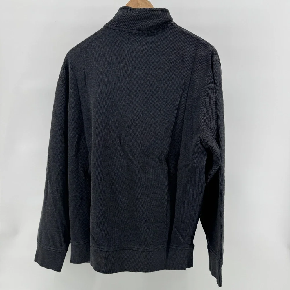 Van Heusen Mens Gray‎ Quarter Zip Pullover Sweater Size Large Ribbed Golf casual